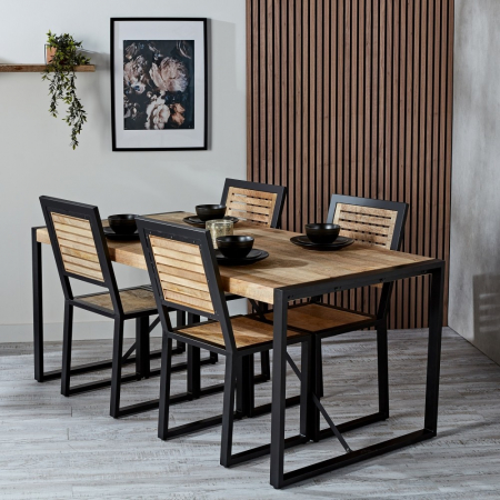 Harbour Indian Reclaimed Wood Dining Table With 4 Chairs